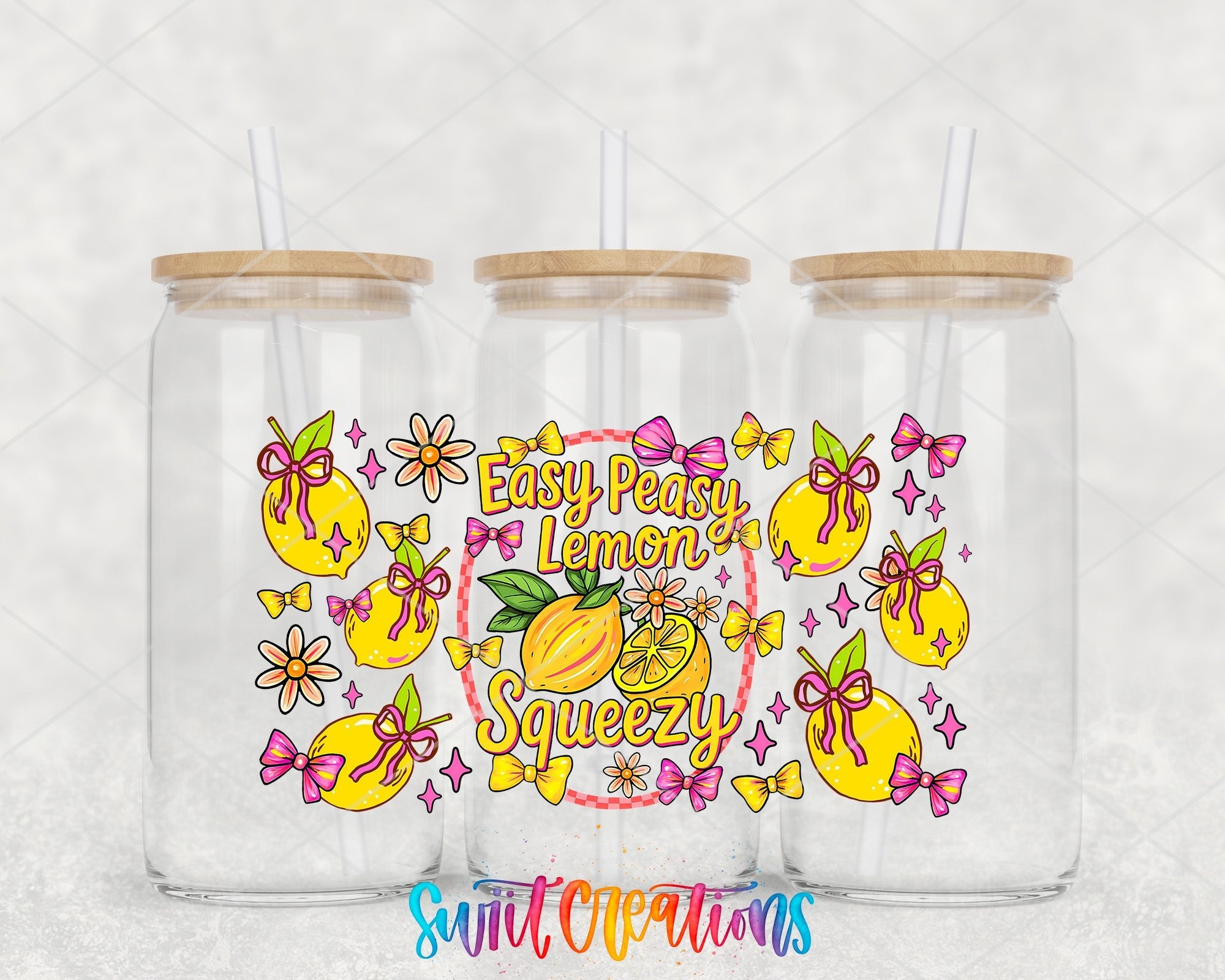 Easy Peasy Lemon Squeezy UV DTF Transfer Tumbler Wrap | Cute Lemon Bow Summer | DTF269 - Swiit Creations