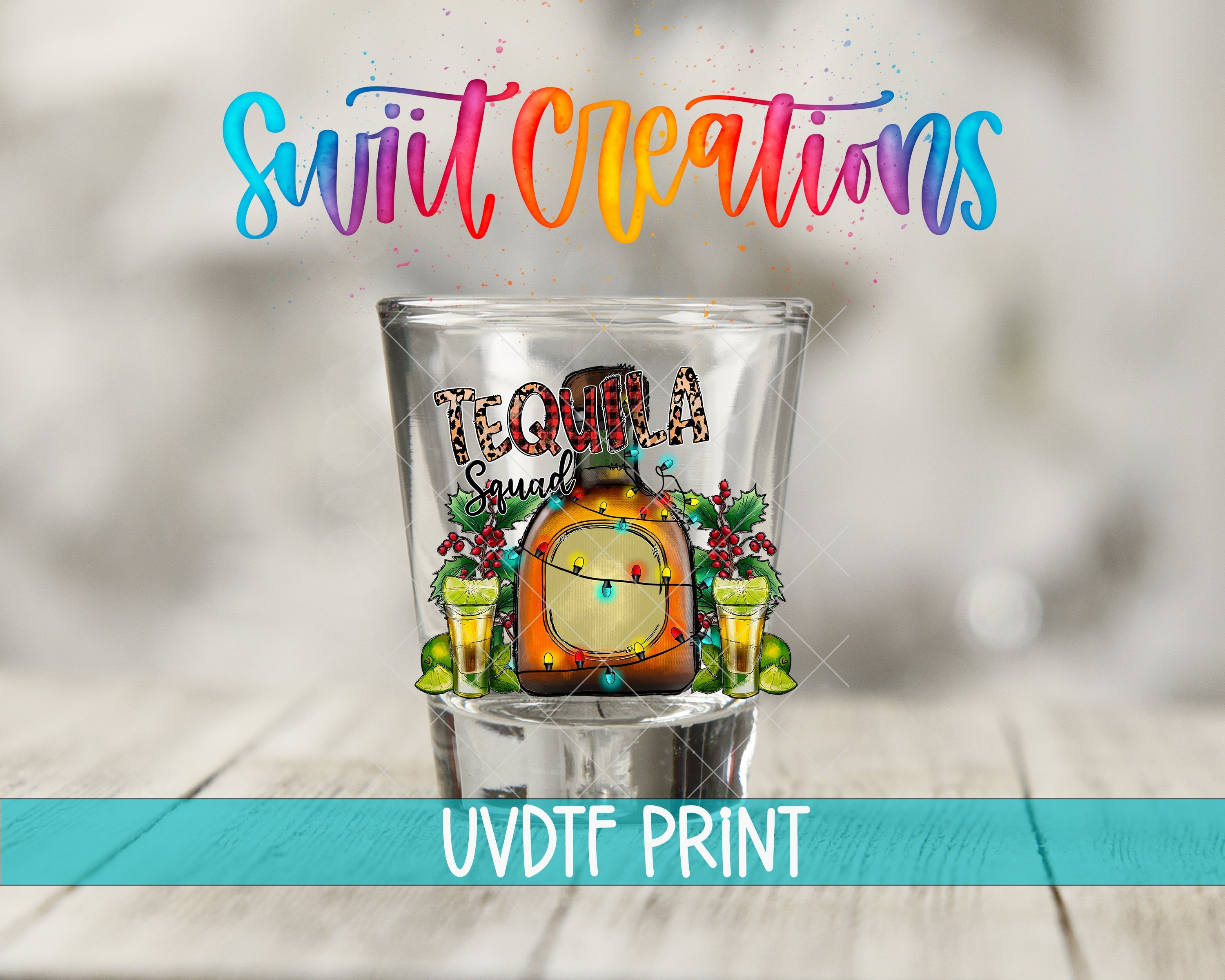 a shot glass with a picture of a clock on it
