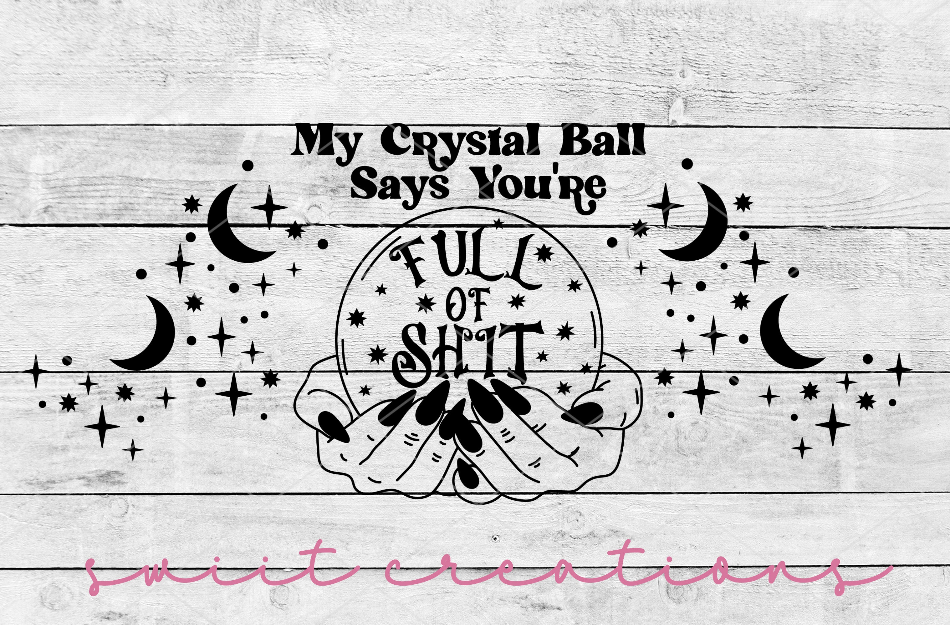 a wooden wall with a sign that says, my crystal ball says you're