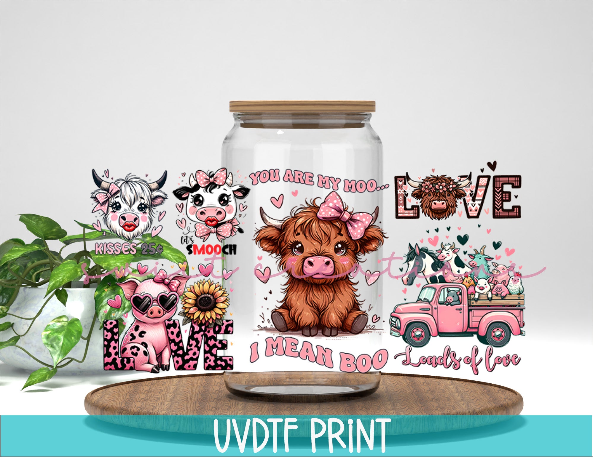 a jar with a picture of a cow on it