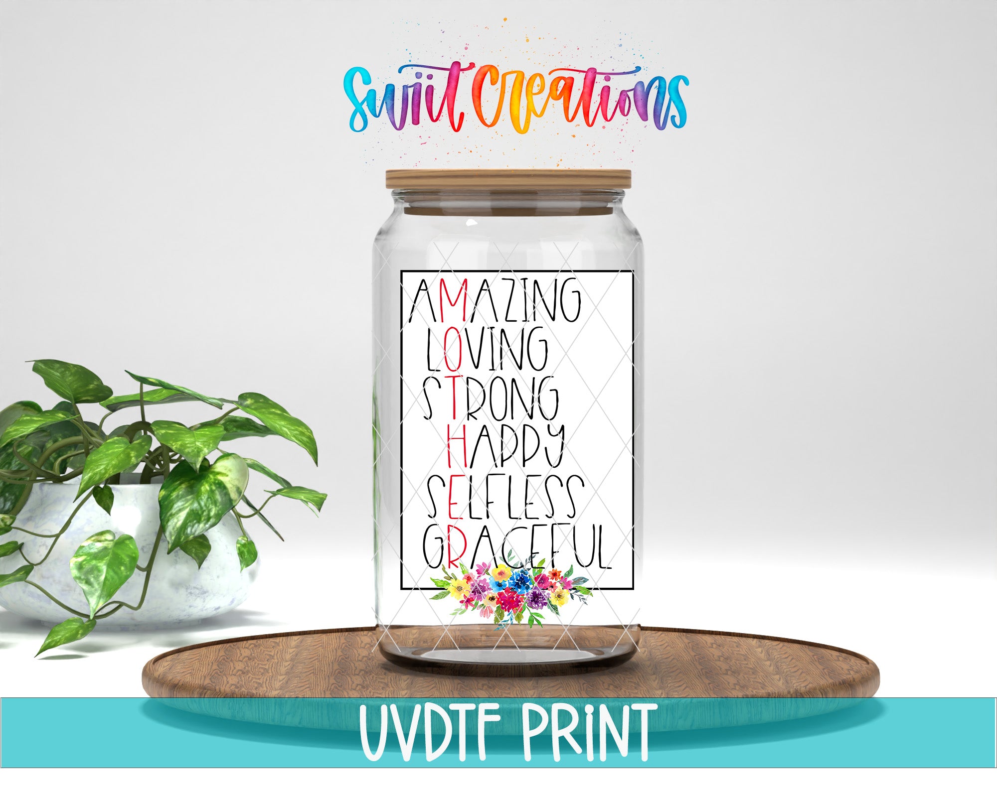 a glass jar with a quote on top of it