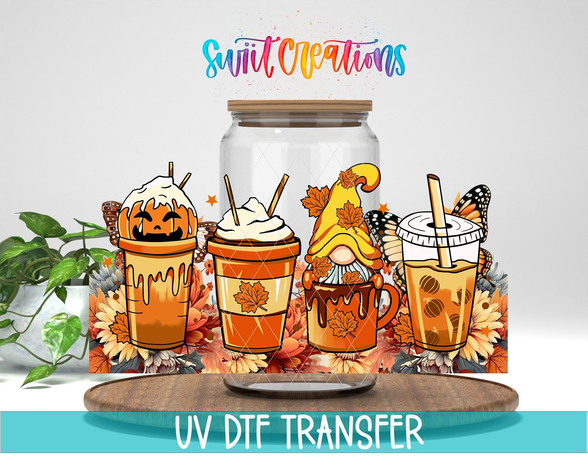Fall Coffee Gnome UV DTF Transfer Tumbler Wrap | Pumpkin Spice Autumn | DTF145 - Swiit Creations
