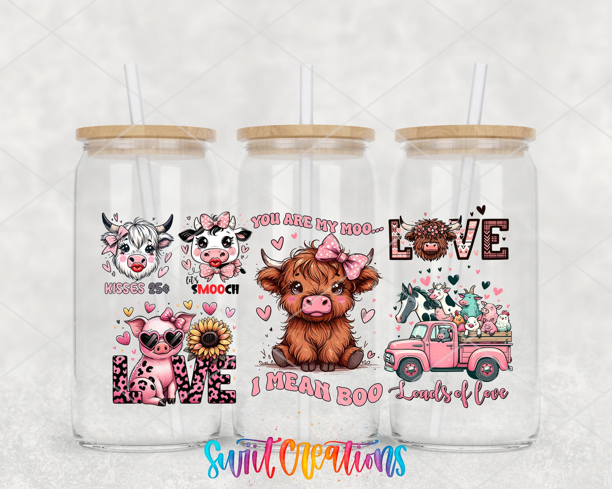 Farm Valentine UV DTF Transfer Tumbler Wrap | Highland Cow Pig Love | DTF204 - Swiit Creations