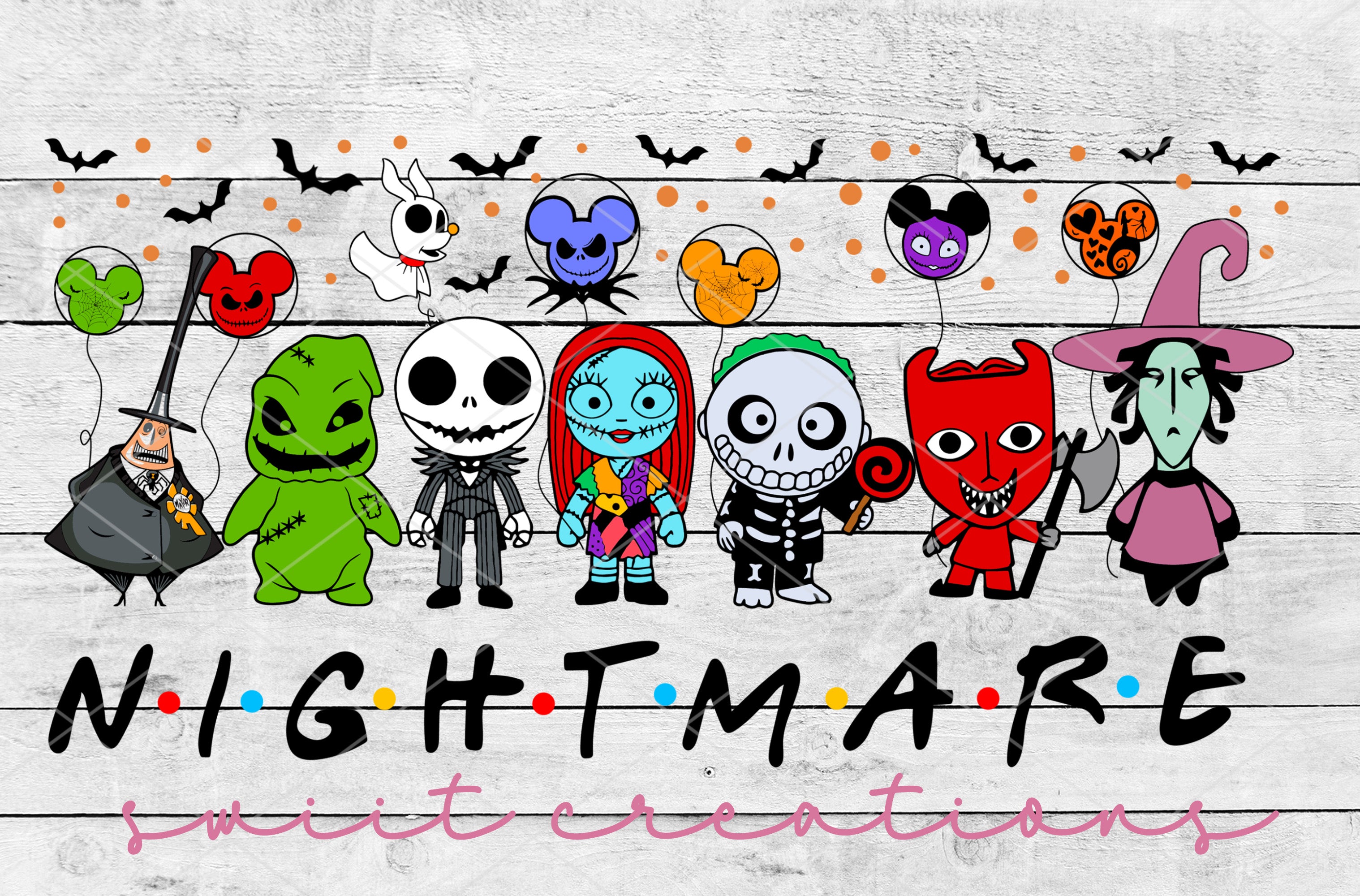 a group of cartoon characters with the words nightmares