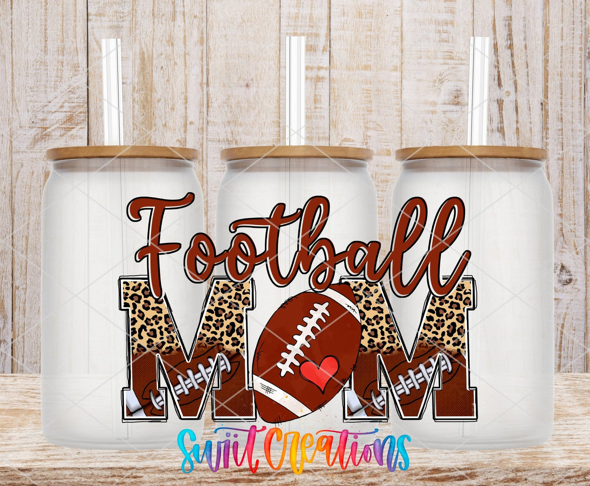 Football Mom UV DTF Transfer Tumbler Wrap | Leopard Print Sports | DTF219 - Swiit Creations