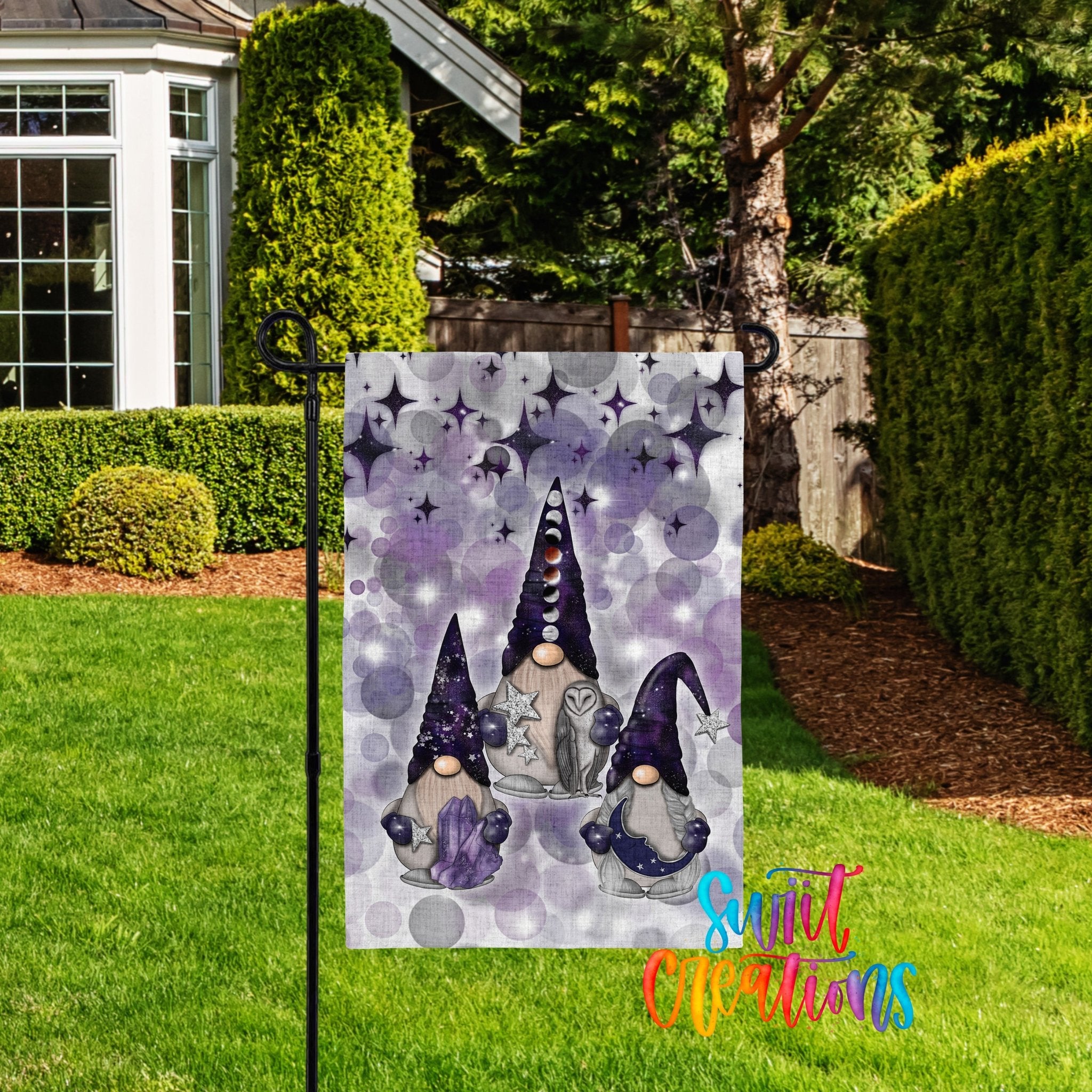 Galaxy Gnomes Garden Flag | Cosmic Yard Flag | Starry Night Outdoor Decor | Celestial Porch Decoration | YF54 - Swiit Creations
