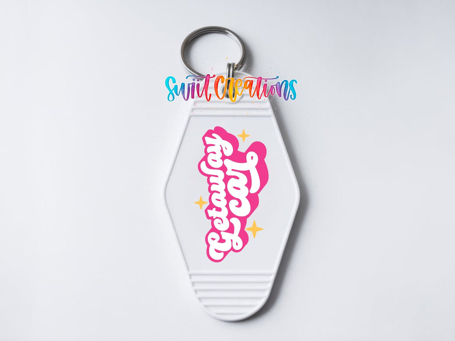 Getaway Car Motel Keychain UV DTF Transfer | Cute Pink Retro Decal | MK2114 - Swiit Creations