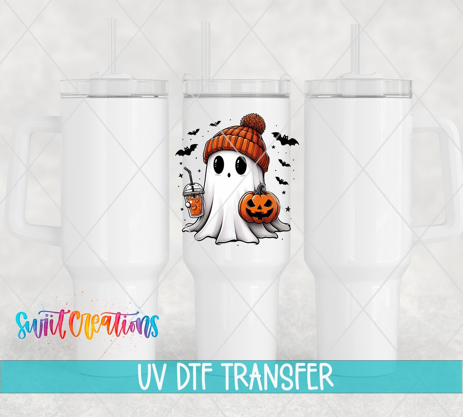 Ghostie Pumpkin Drink Halloween UV DTF Cup Decal | UV1579 - Swiit Creations