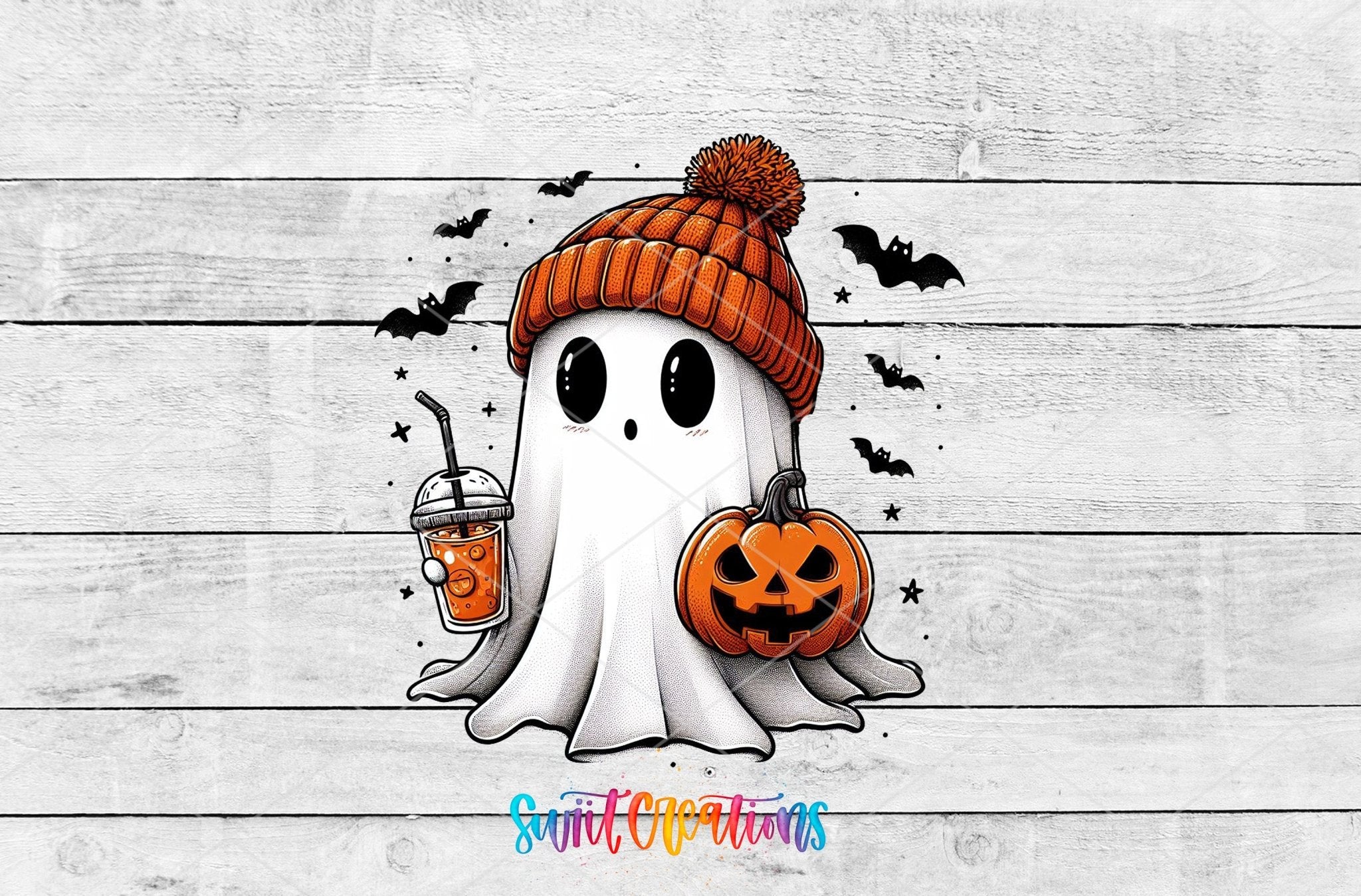 Ghostie Pumpkin Drink Halloween UV DTF Cup Decal | UV1579 - Swiit Creations