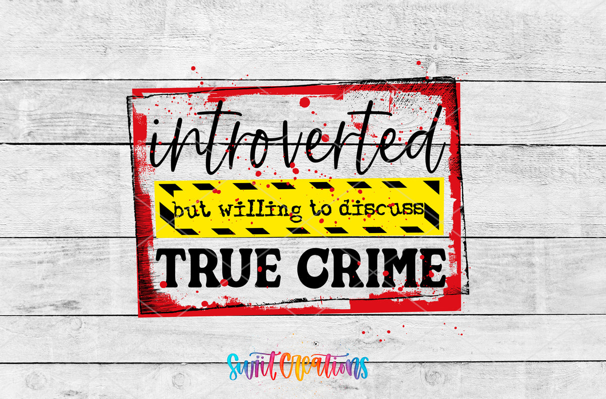 Introverted True Crime artwork detail for the finished 16 oz tumbler