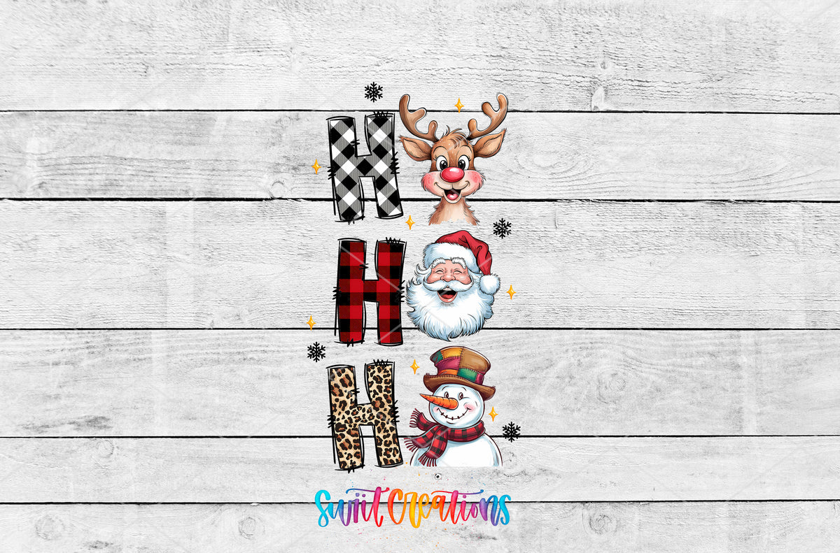 Ho Ho Ho Christmas Characters artwork detail for the finished 16 oz tumbler