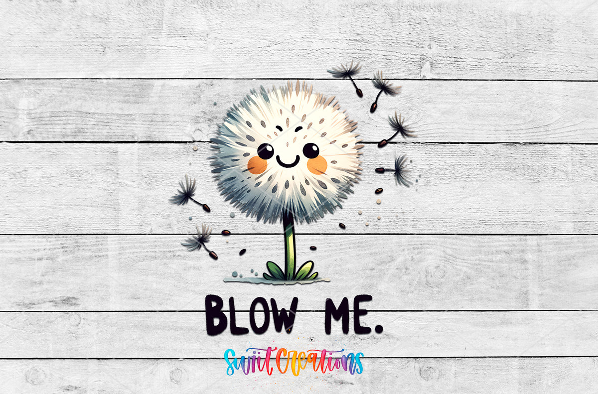Blow Me Dandelion artwork detail for the finished 16 oz tumbler