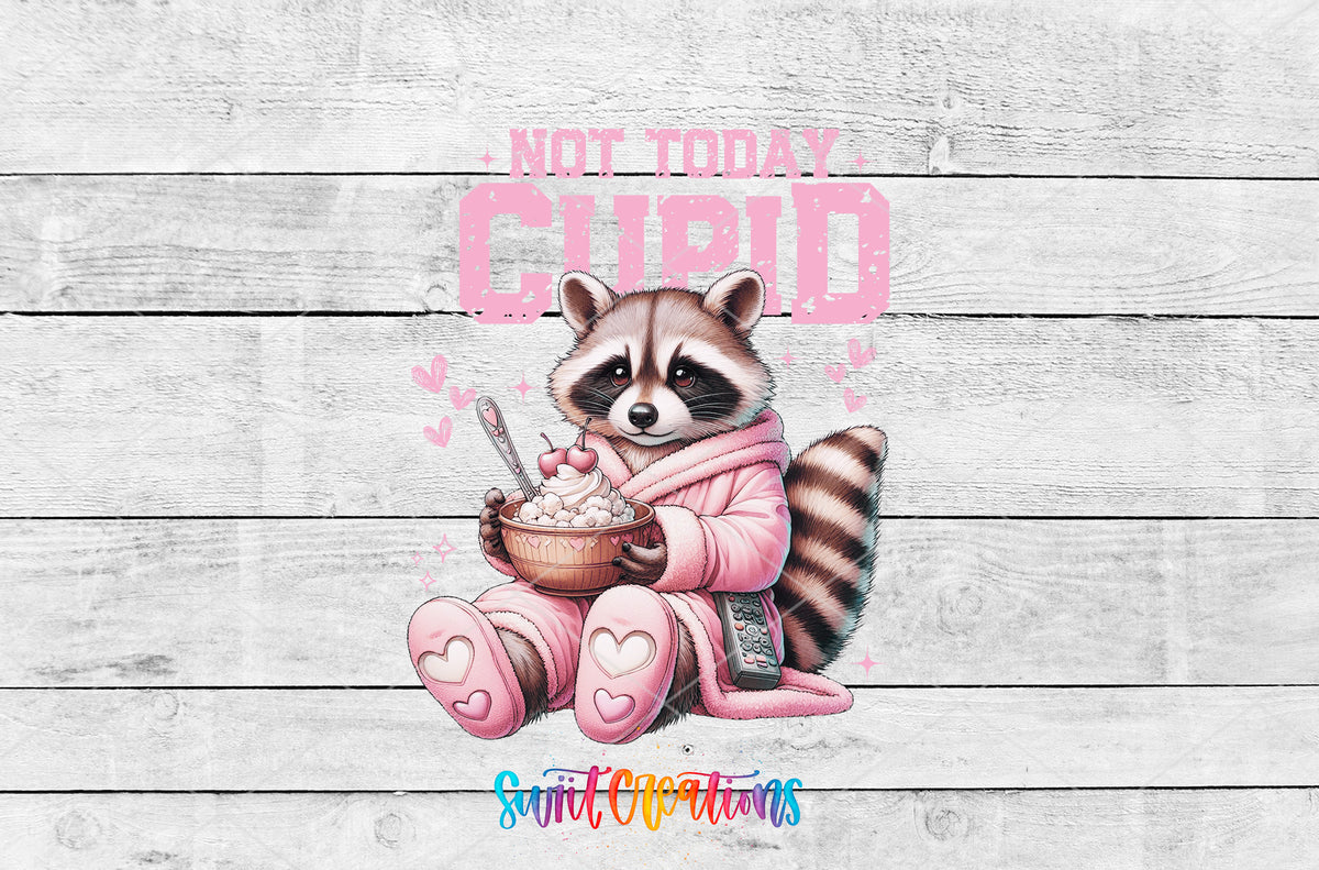 Not Today Cupid artwork detail for the finished 16 oz tumbler
