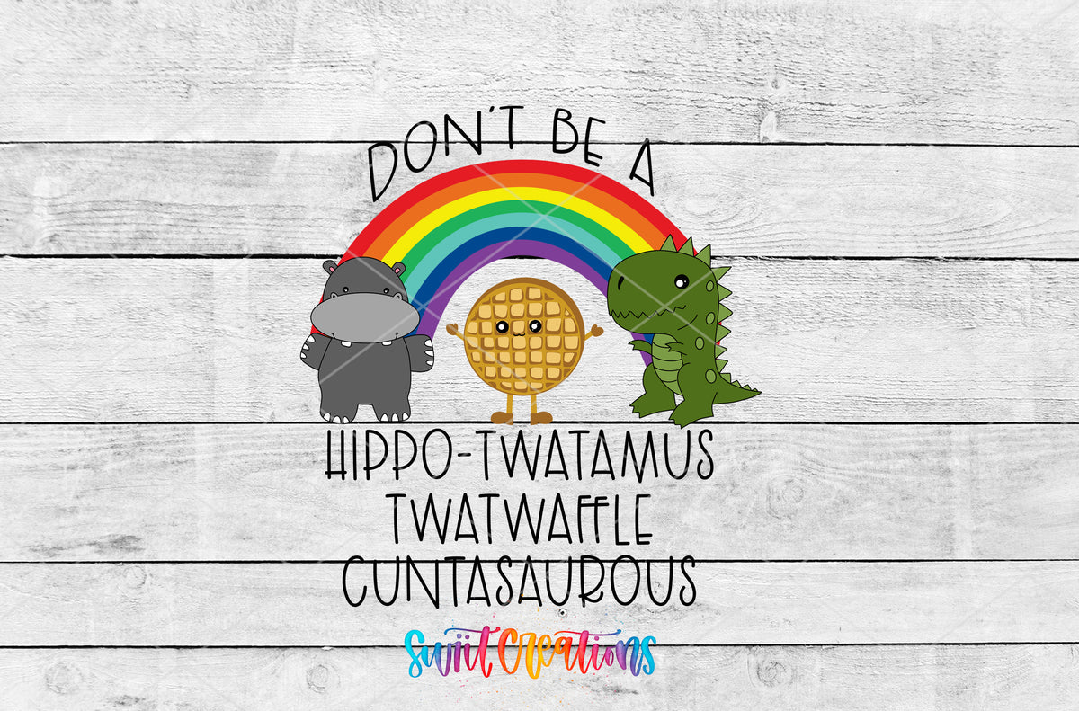 Don't Be a Hippo-Twatamus artwork detail for the finished 16 oz tumbler