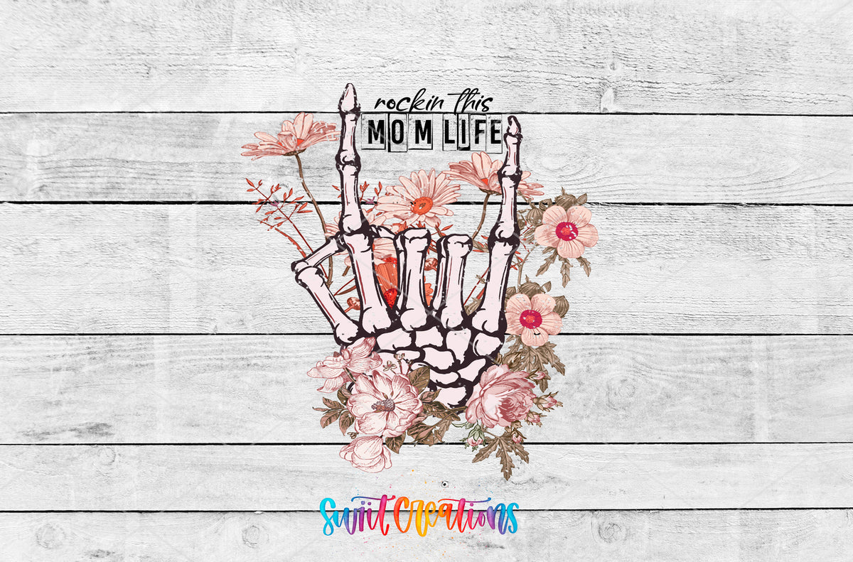Rockin This Mom Life artwork detail for the finished 16 oz tumbler