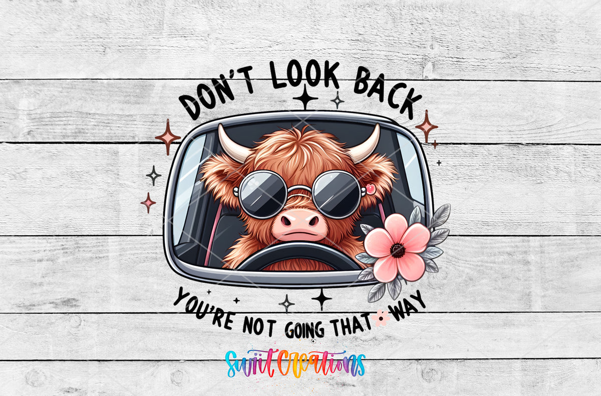 Do Not Look Back Cow artwork detail for the finished 16 oz tumbler