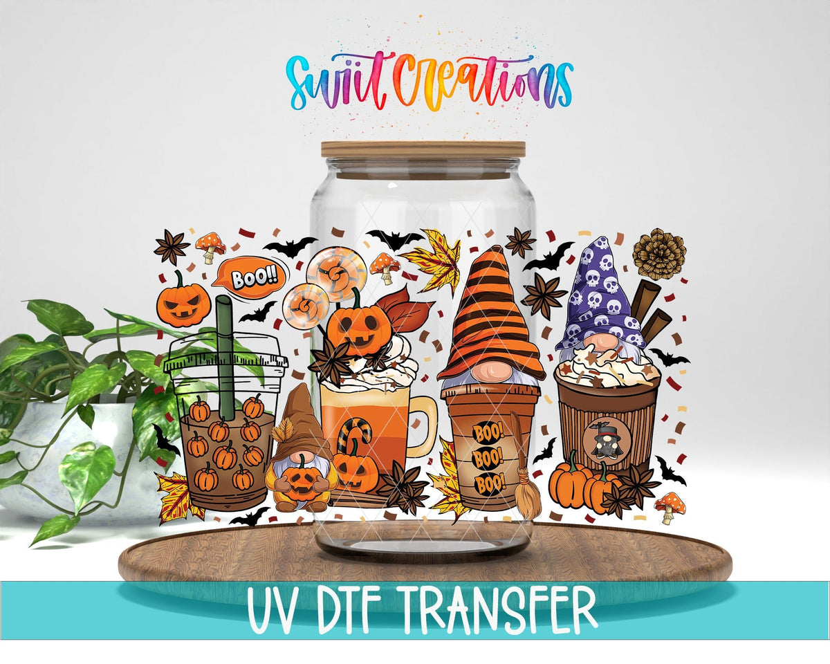 Halloween Gnome Coffee UV DTF Transfer Tumbler Wrap | Pumpkin Witch Fall Cup Decal | DTF077 - Swiit Creations