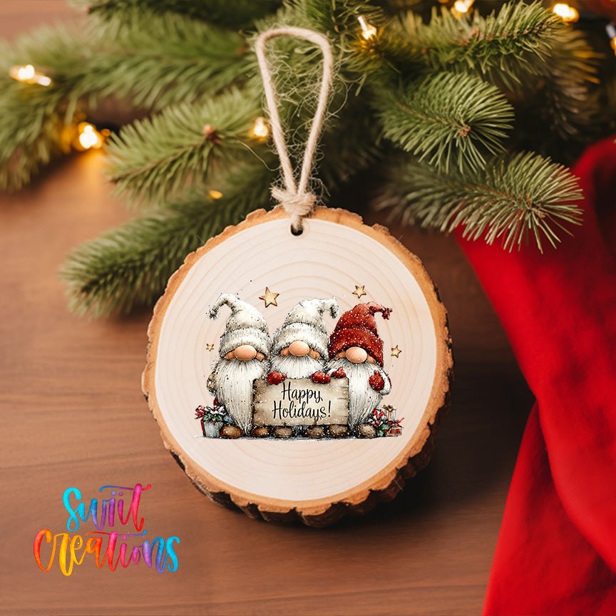 Happy Holidays Gnome Trio Christmas UV DTF Ornament Transfer | O-1964 - Swiit Creations