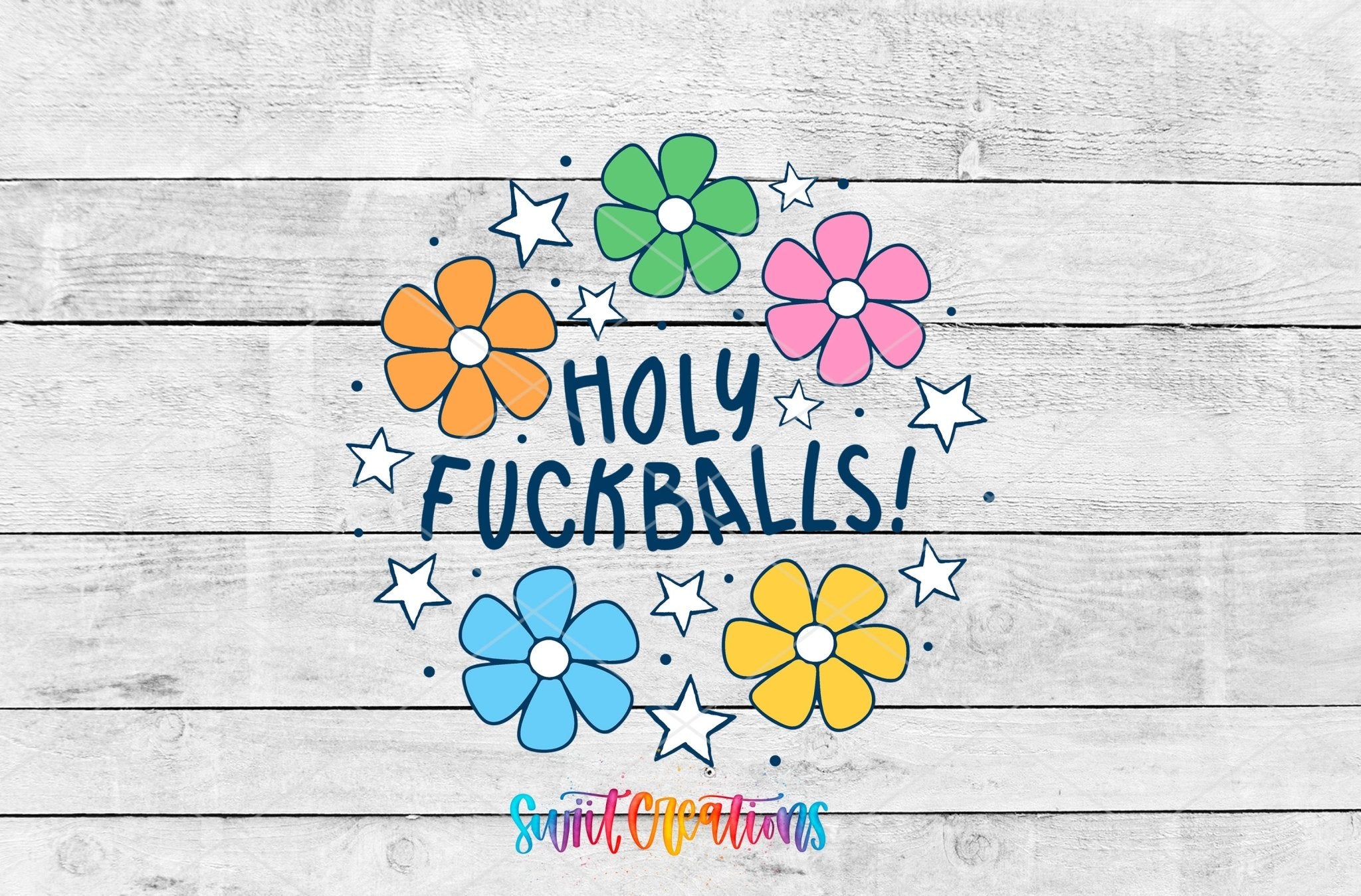 Holy Fuckballs Retro Floral Wreath Motel Keychain UV DTF Transfer | MK2043 - Swiit Creations