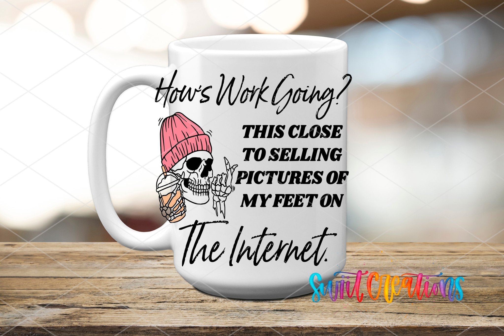 How’s Work Going UV DTF Decal | Funny Skeleton Office Tumbler Wrap | UV1581 - Swiit Creations