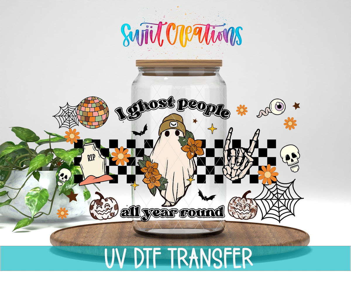 I Ghost People All Year Round UV DTF Transfer Tumbler Wrap | Retro Halloween | DTF167 - Swiit Creations