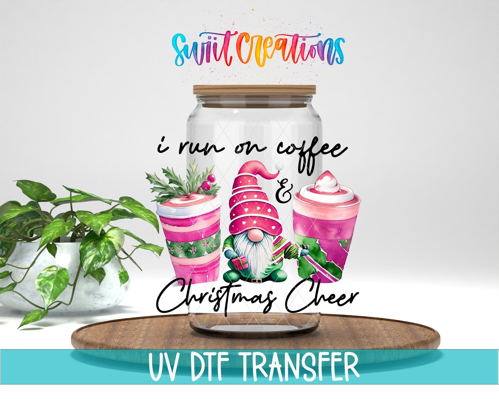 I Run On Coffee and Christmas Cheer UV DTF Cup Decal | UV1144 - Swiit Creations