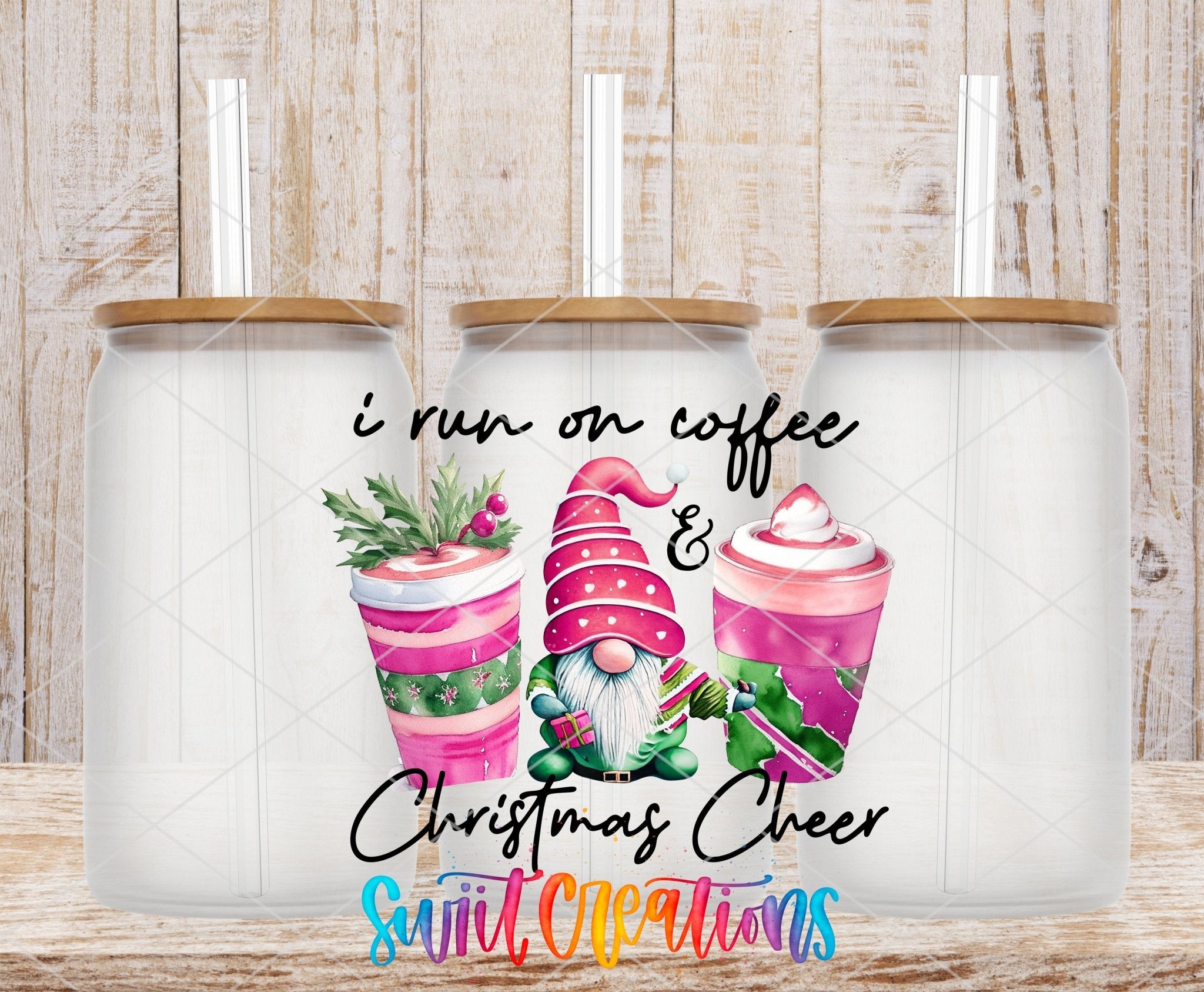 I Run On Coffee and Christmas Cheer UV DTF Cup Decal | UV1144 - Swiit Creations