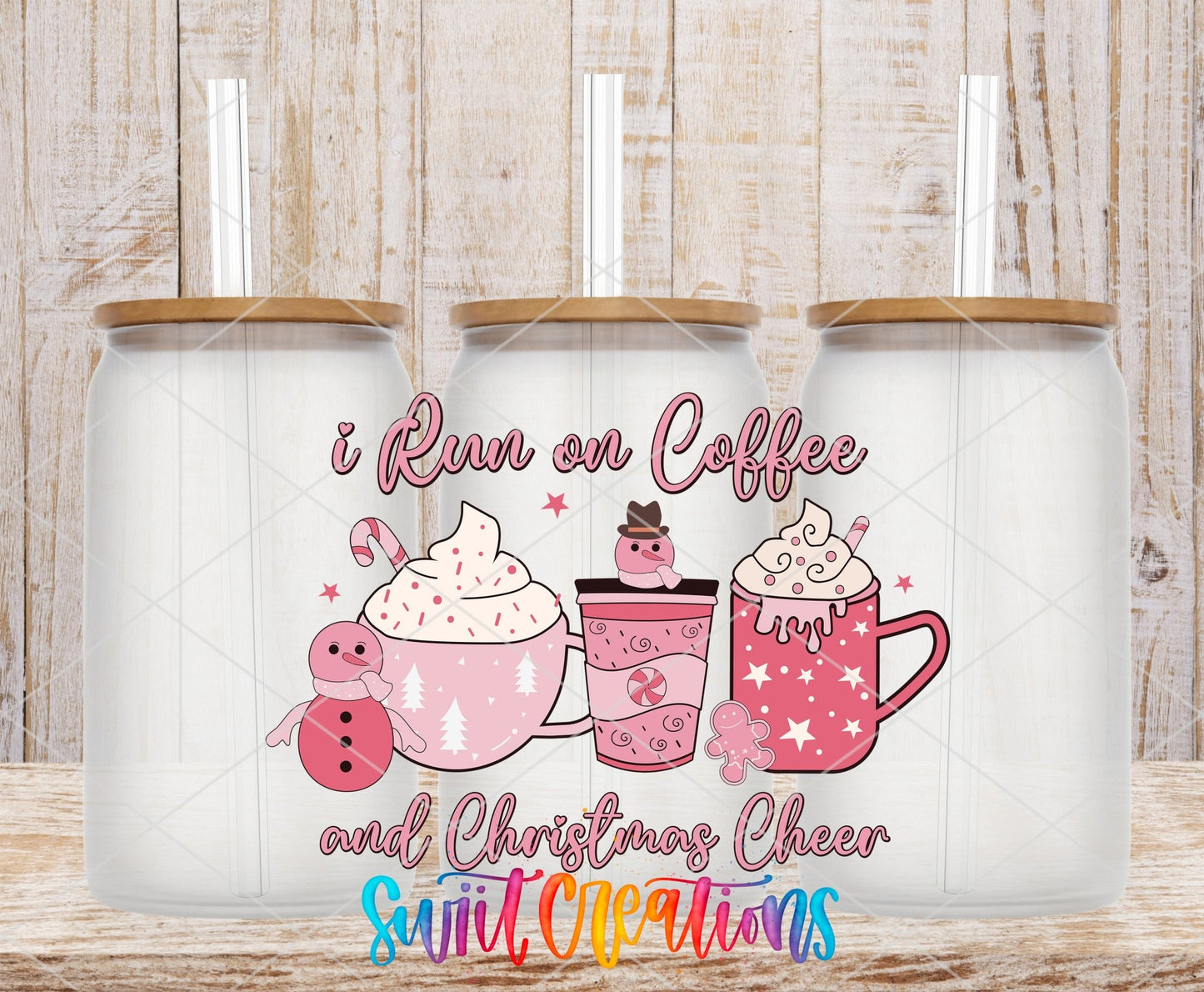 I Run On Coffee And Christmas Cheer UV DTF Decal | UV1153 - Swiit Creations
