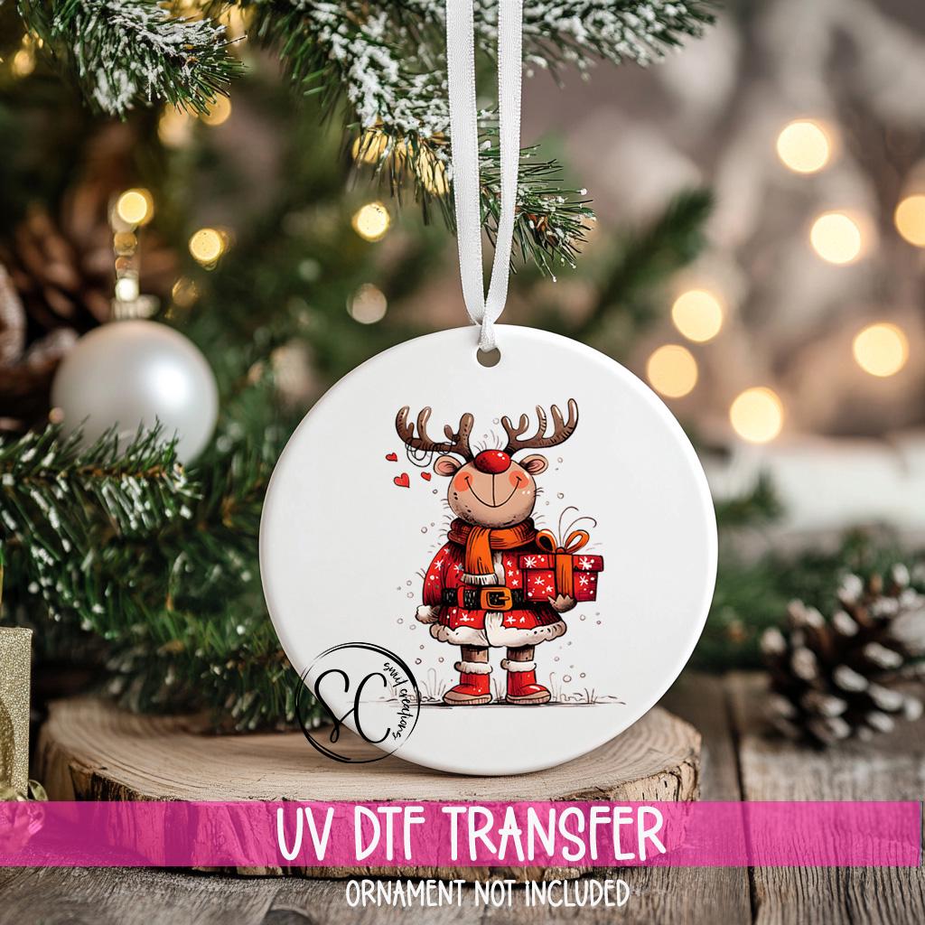 Reindeer Christmas UV DTF Transfer for Ornament O-1255UV