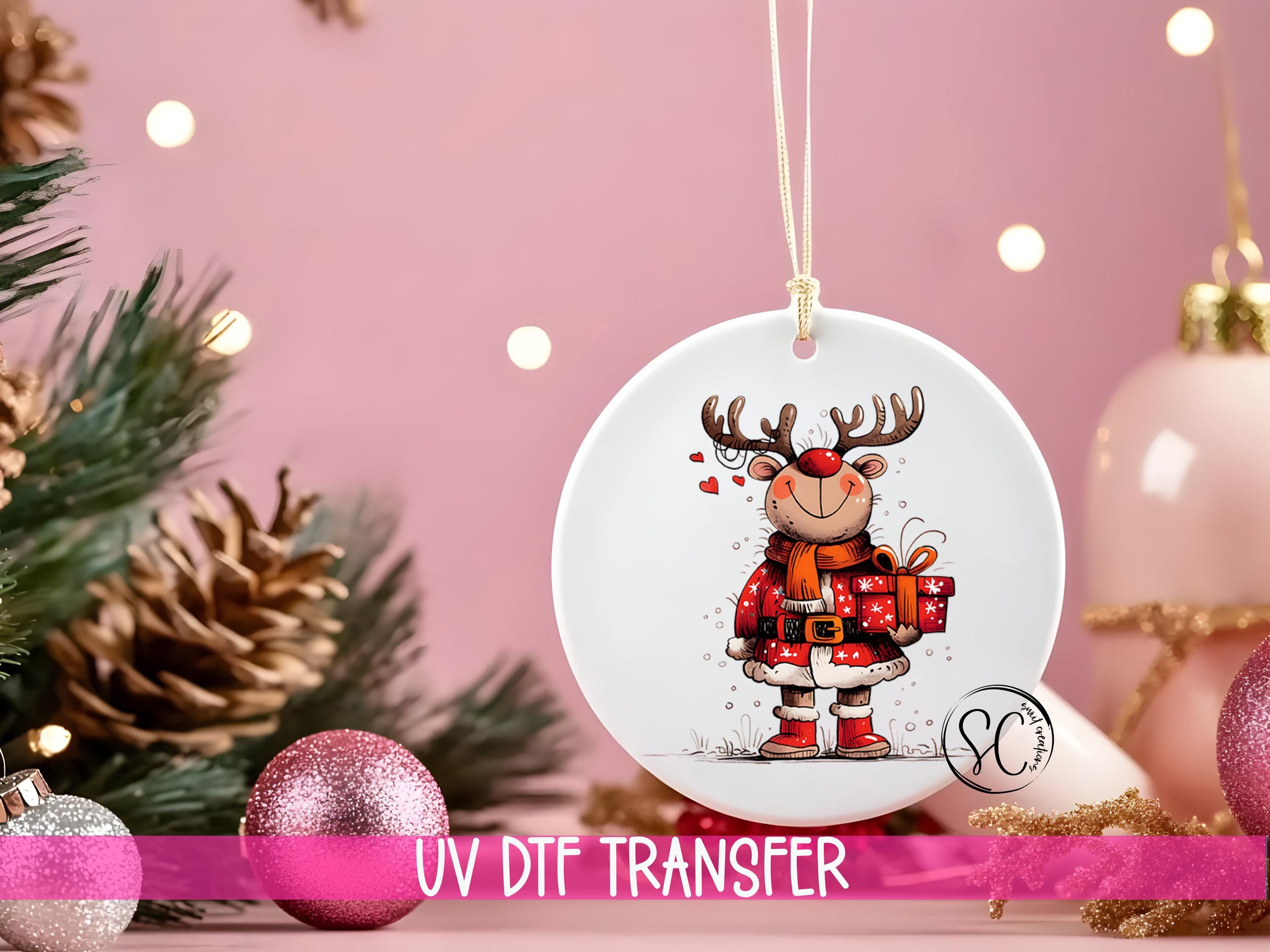 Reindeer Christmas UV DTF Transfer for Ornament O-1255UV