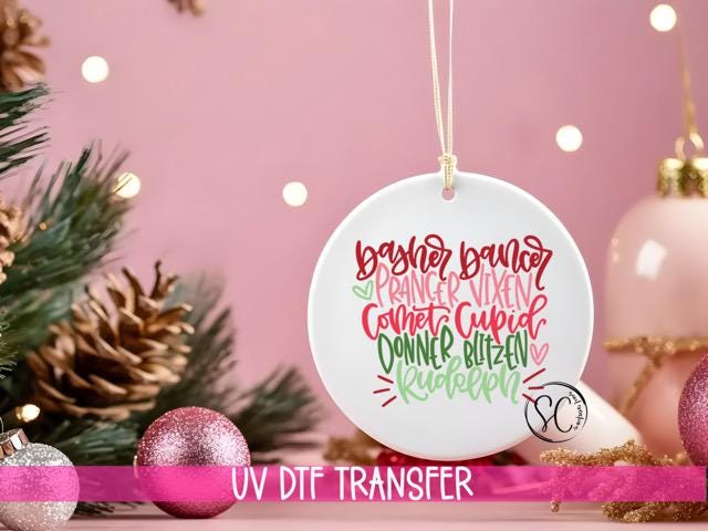 Reindeer Names Christmas UV DTF Transfer for Ornament O-299UV