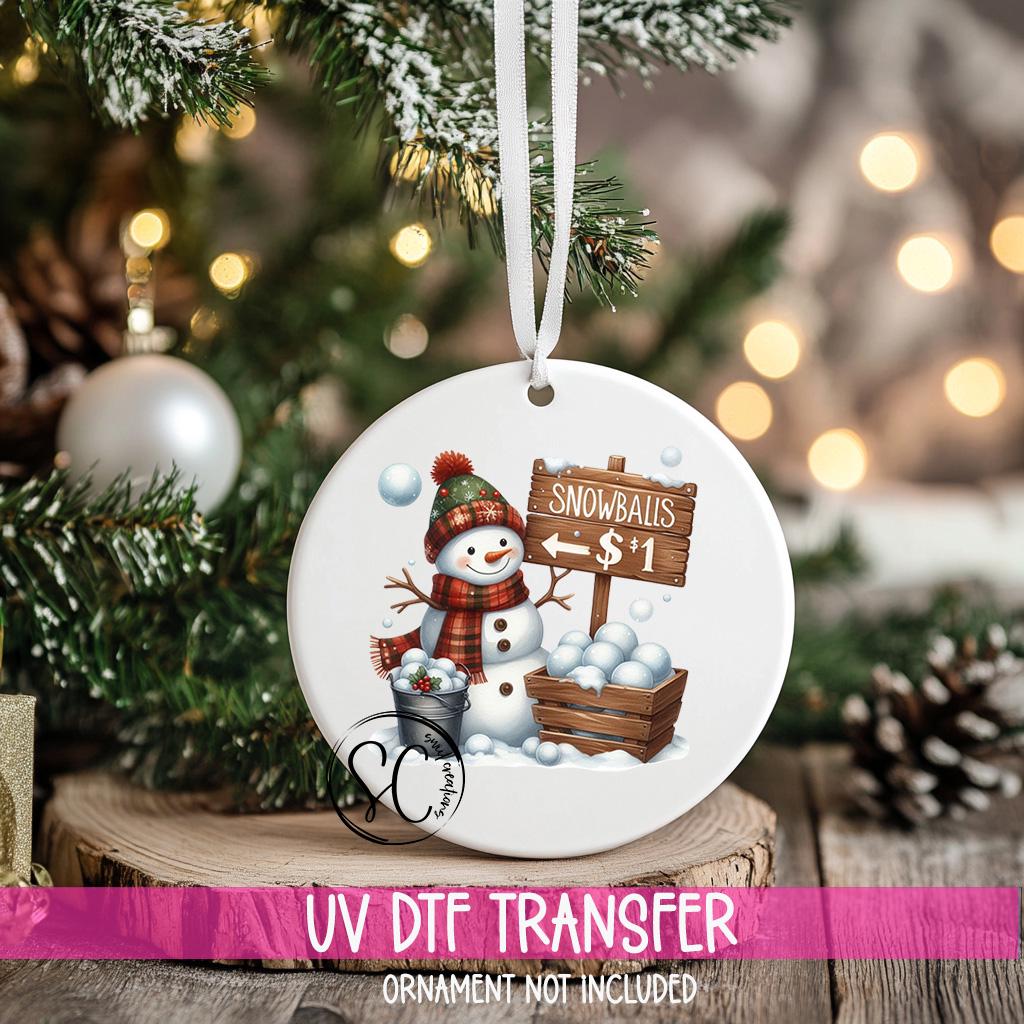 Snowman UV DTF Transfer for Ornament Christmas O-1194