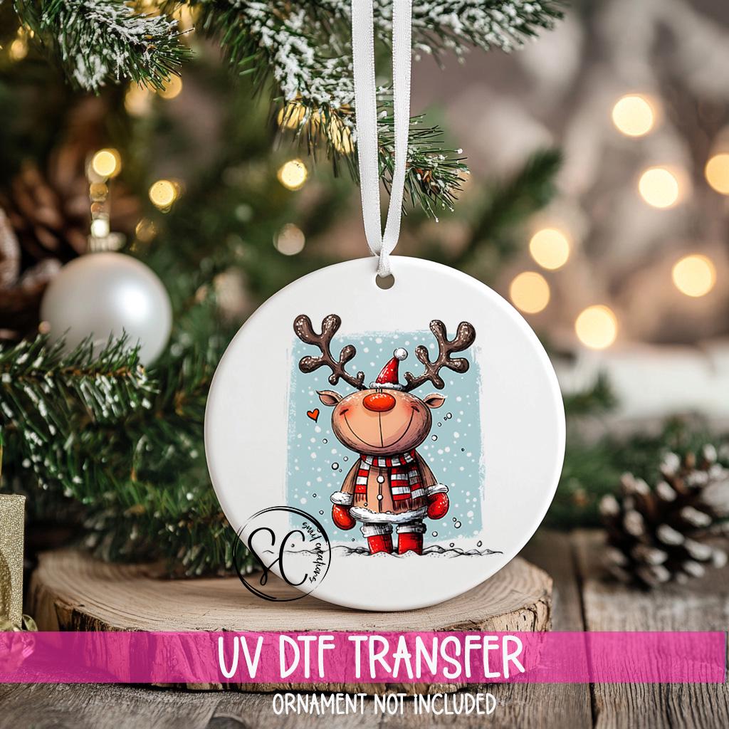 Reindeer Christmas UV DTF Transfer for Ornament O-1256UV