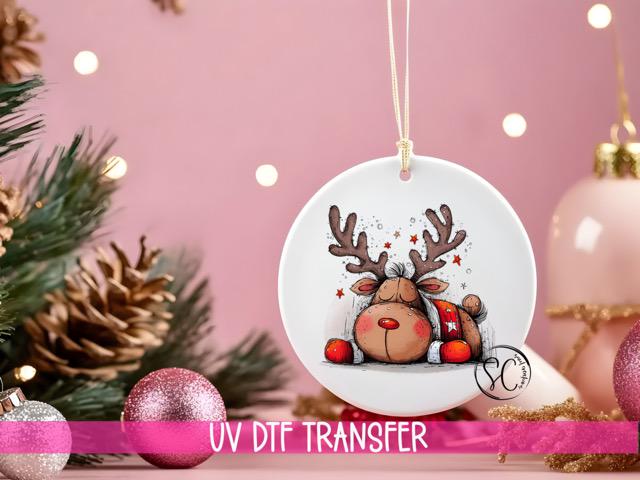 Reindeer Christmas UV DTF Transfer for Ornament O-1272UV