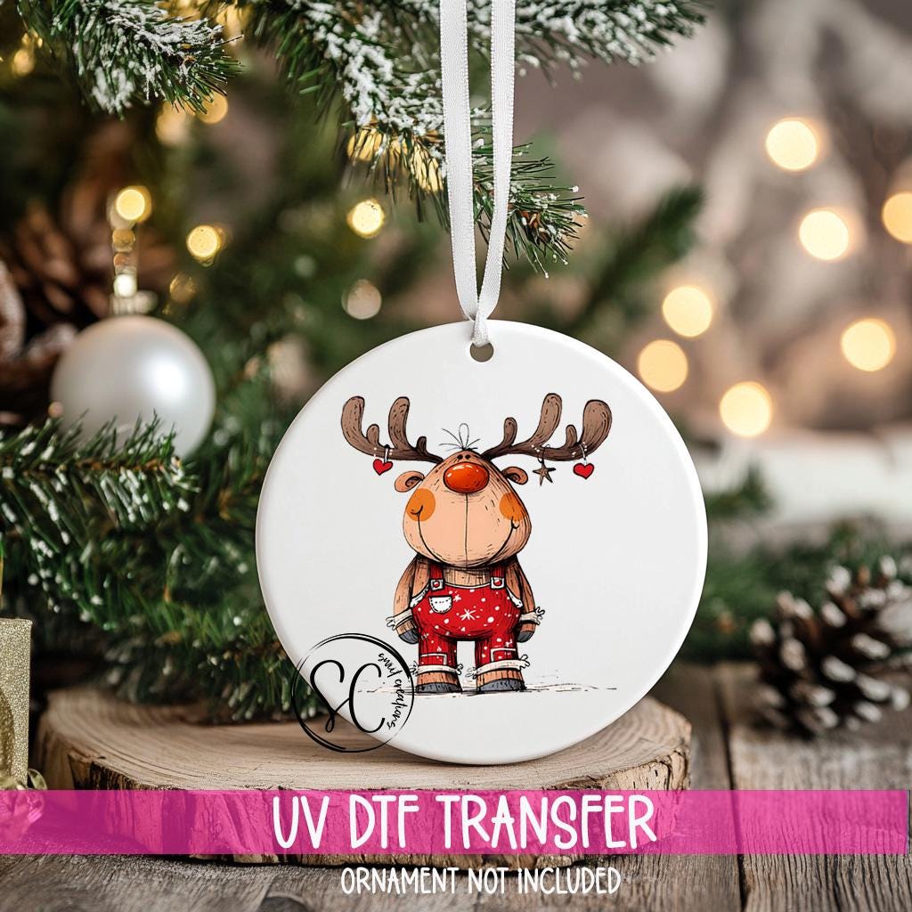 Reindeer Christmas UV DTF Transfer for Ornament O-1261UV