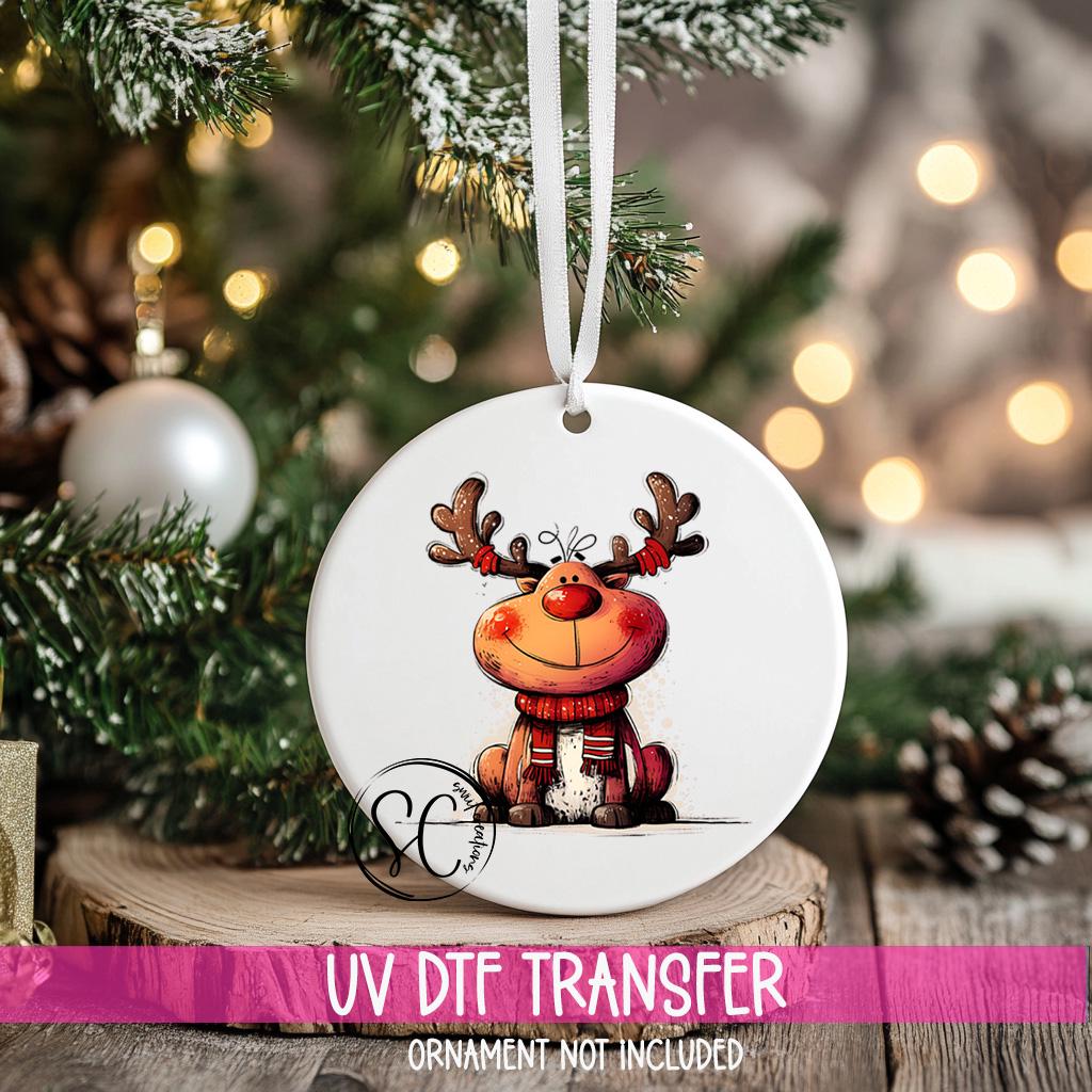 Reindeer Christmas UV DTF Transfer for Ornament O-1264UV