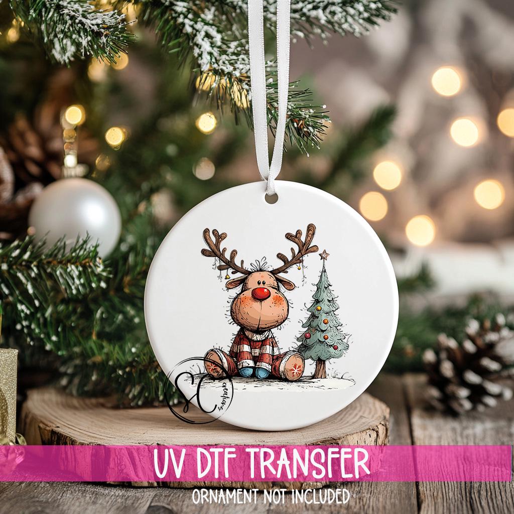 Reindeer Christmas UV DTF Transfer for Ornament O-1269UV