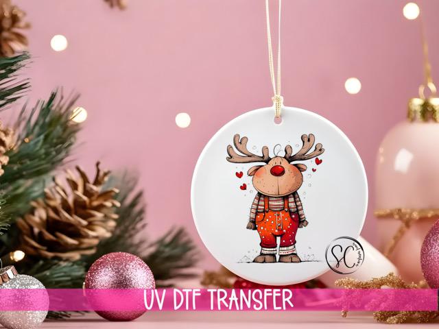 Reindeer Christmas UV DTF Transfer for Ornament O-1266UV
