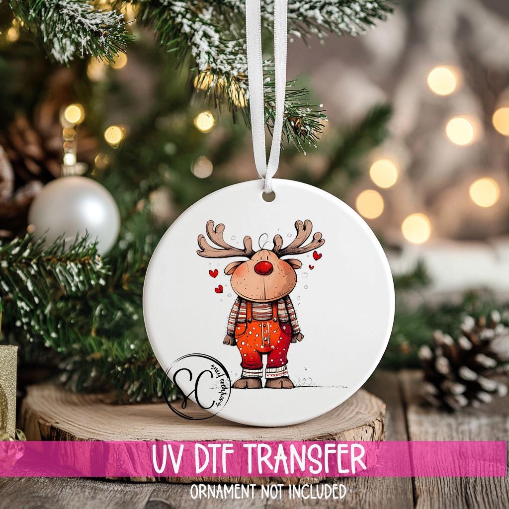 Reindeer Christmas UV DTF Transfer for Ornament O-1266UV