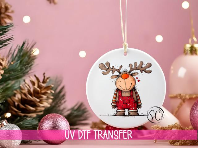 Reindeer Christmas UV DTF Transfer for Ornament O-1265UV