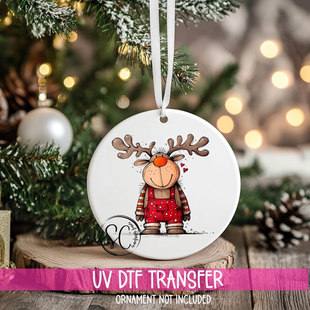 Reindeer Christmas UV DTF Transfer for Ornament O-1265UV
