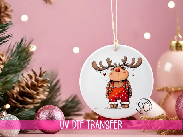 Reindeer Christmas UV DTF Transfer for Ornament O-1263UV