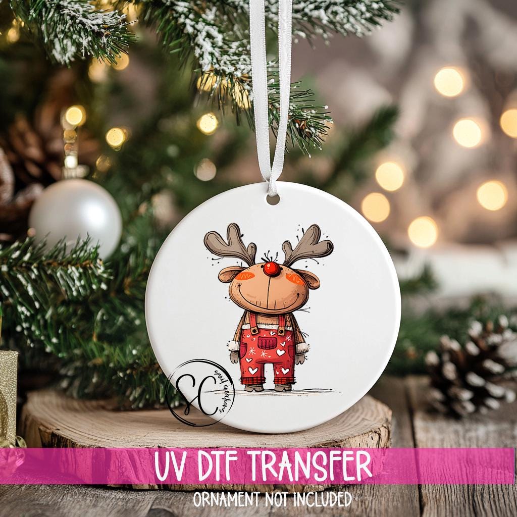 Reindeer Christmas UV DTF Transfer for Ornament O-1262UV