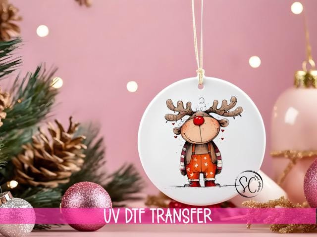 Reindeer Christmas UV DTF Transfer for Ornament O-1259UV