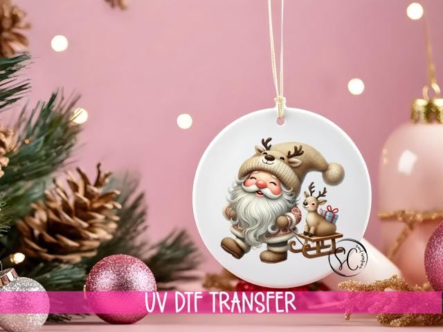 Santa Christmas UV DTF Ornament Transfer O-1108UV