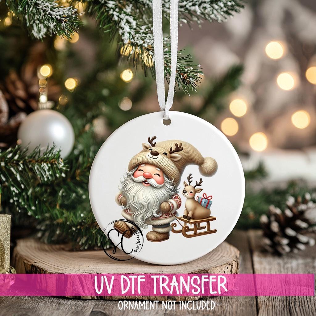 Santa Christmas UV DTF Ornament Transfer O-1108UV