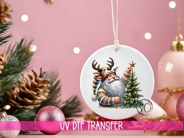 Santa Christmas UV DTF Ornament Transfer O-1124UV