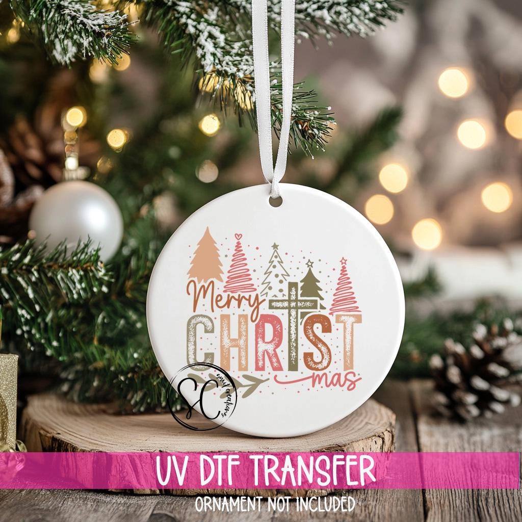 Merry and Bright Christmas UV DTF Ornament Transfer O-1173UV