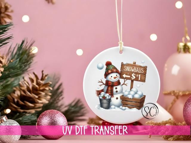 Snowman UV DTF Transfer for Ornament Christmas O-1194