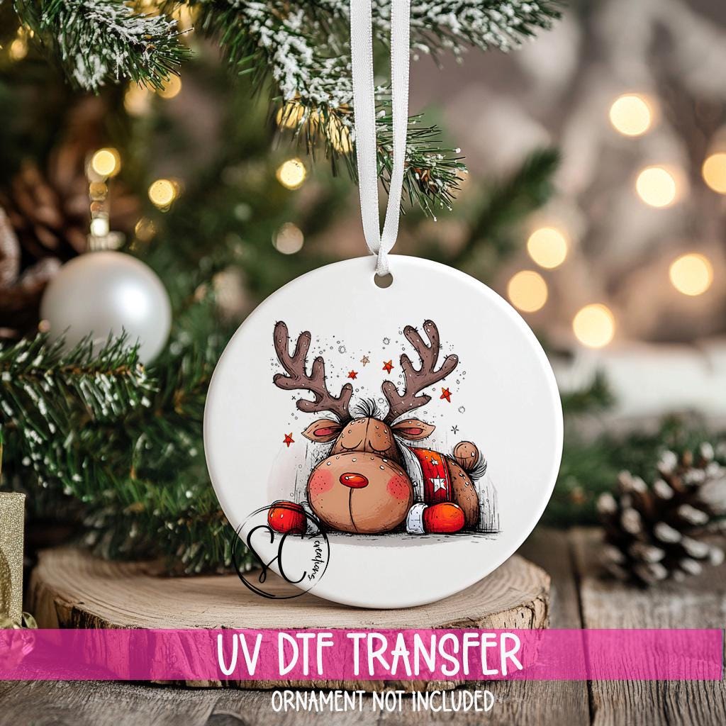 Reindeer Christmas UV DTF Transfer for Ornament O-1272UV